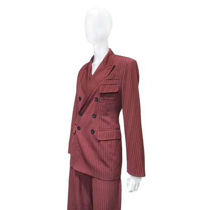 Jean Paul Gaultier Classique 90s Nine pocket Pinstripe Blazer Vest Pants Three Piece Suit 42