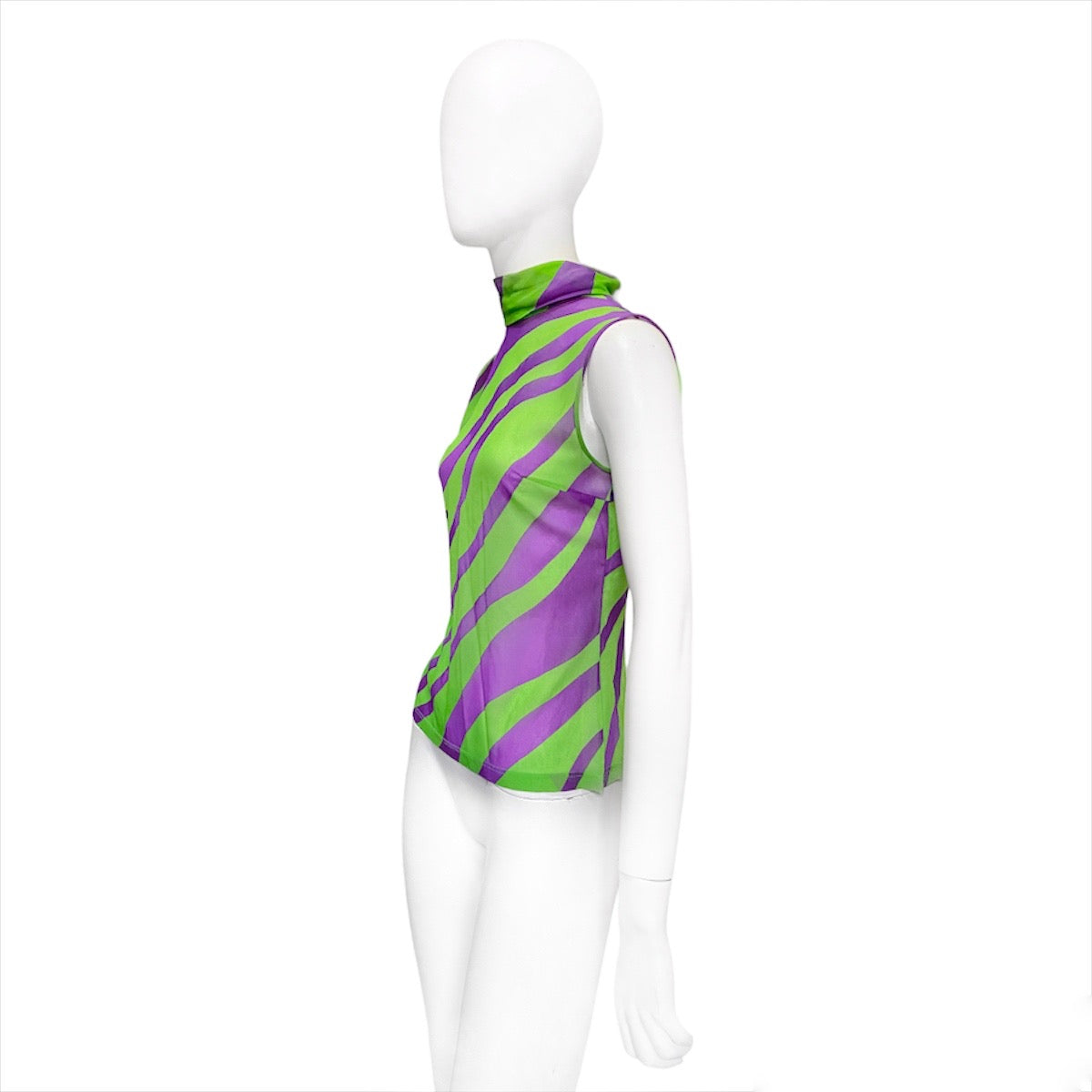 Gianni Versace aw01 green violet abstract print silk tank top 40