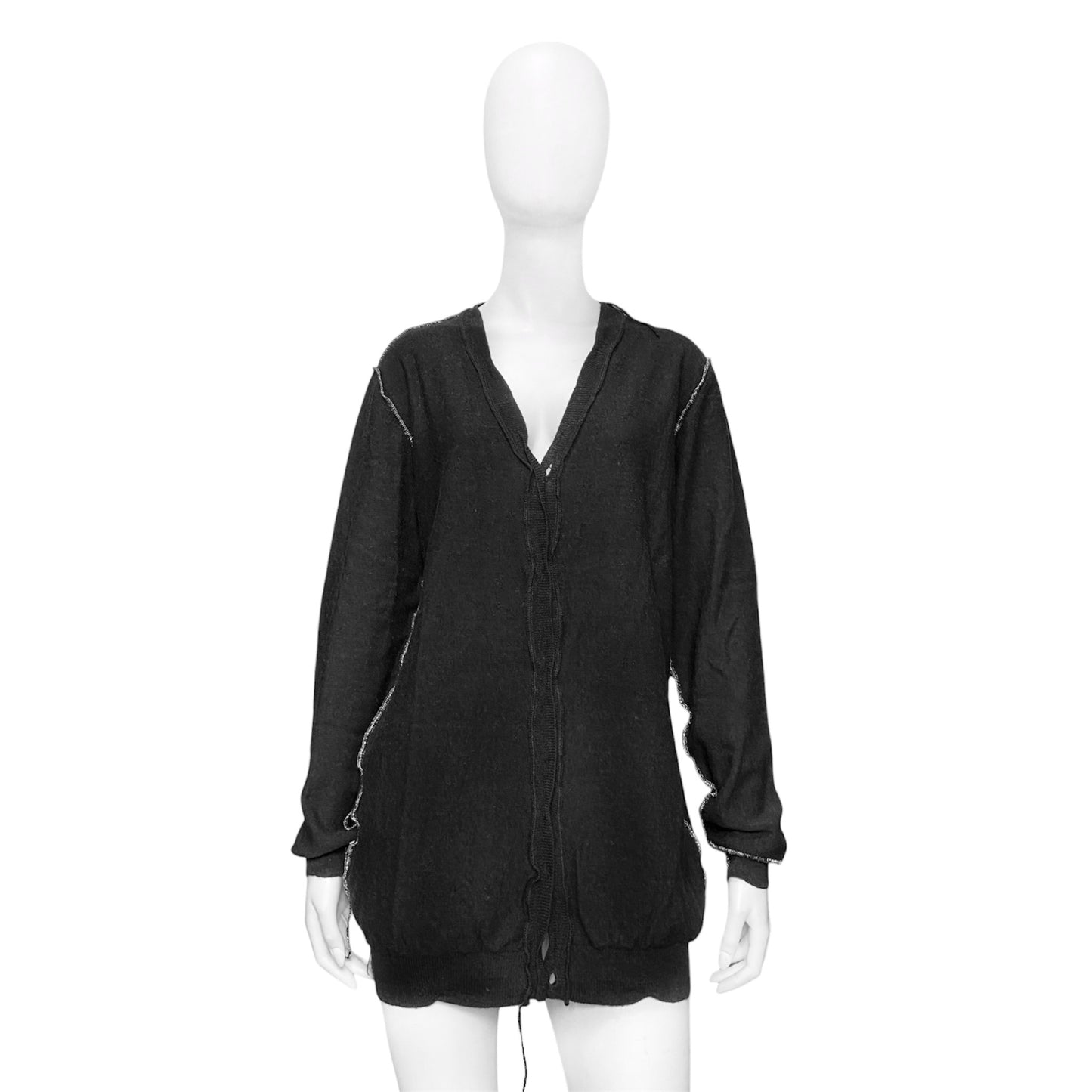 Martin Margiela BWNT Spring 2003 Inside Out Wool Cardigan With Lurex Stitching by Miss Deanna