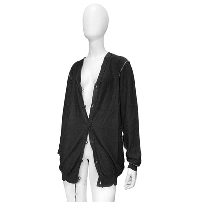 Martin Margiela BWNT Spring 2003 Inside Out Wool Cardigan With Lurex Stitching by Miss Deanna