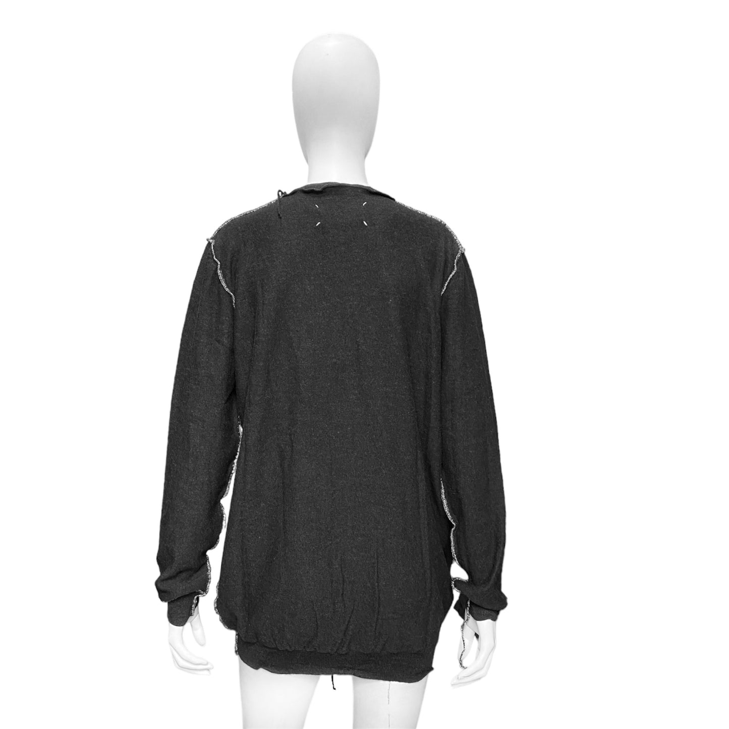 Martin Margiela BWNT Spring 2003 Inside Out Wool Cardigan With Lurex Stitching by Miss Deanna