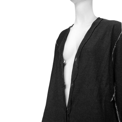 Martin Margiela BWNT Spring 2003 Inside Out Wool Cardigan With Lurex Stitching by Miss Deanna