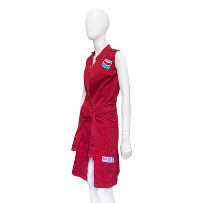 W&lt patch long vest dress