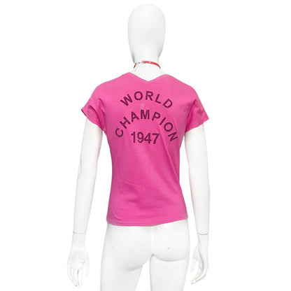 Christian Dior Fall 2003 Galliano “J’adore Dior” pink low neckline tee 42