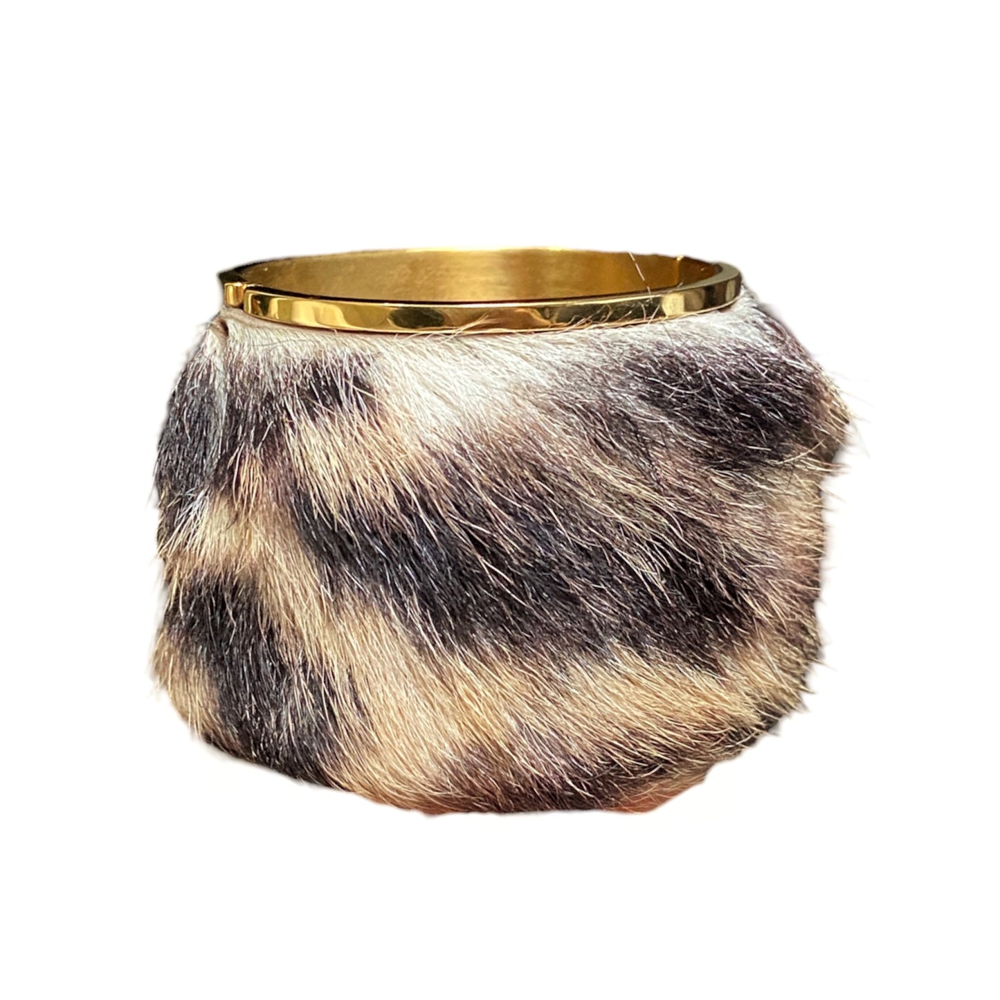 CÉLINE Phoebe Philo Leopard Fur gold bracelet