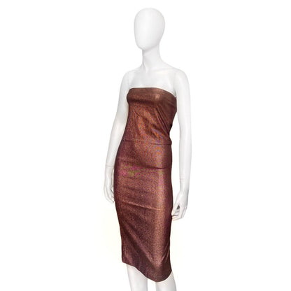 Gucci Spring 1997 Tom Ford Metallic Brown Lurex Tube Dress 38