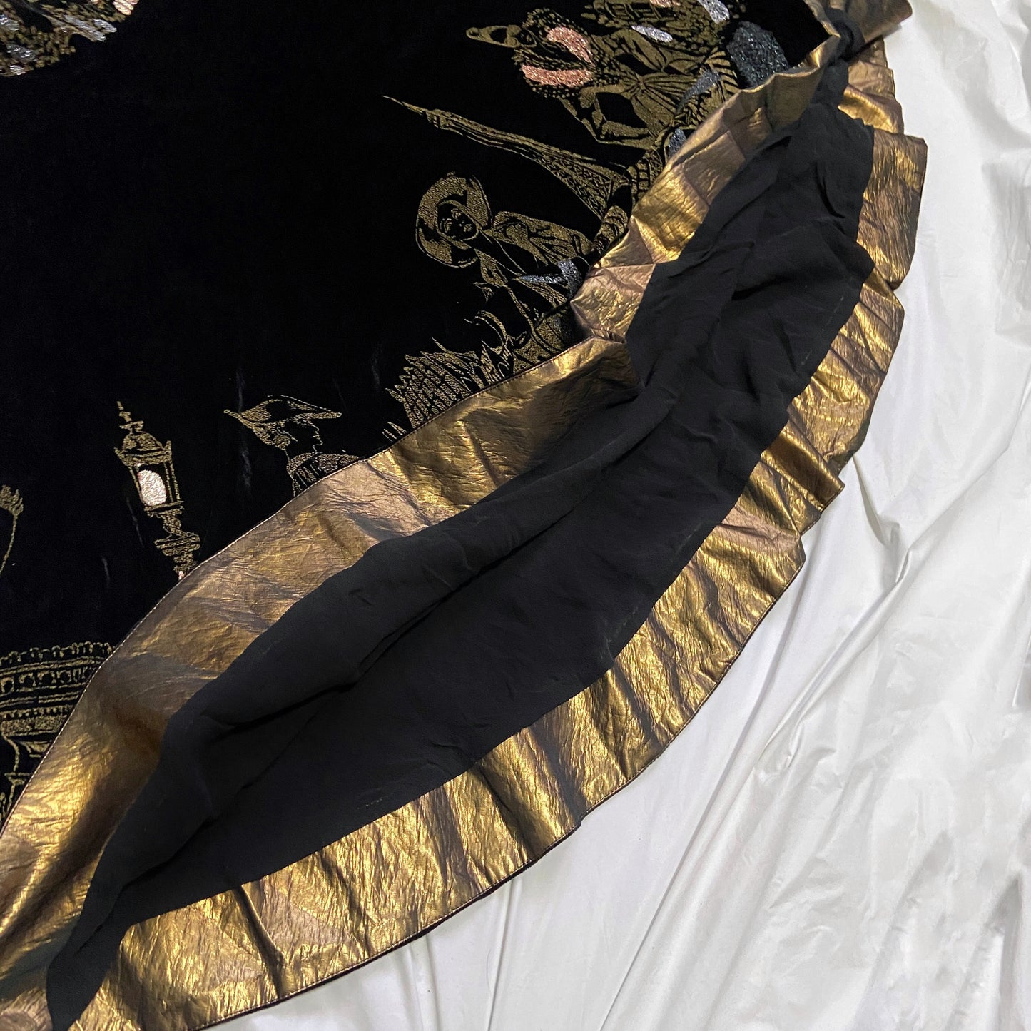Jean Paul Gaultier Paris Black Gold Embroidered Skirt 42