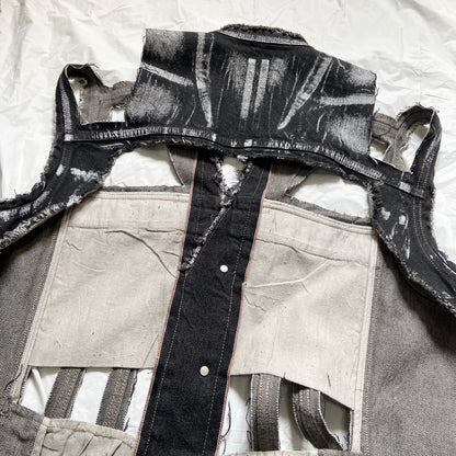 Rick owens  Fall 2021 Gethsmane SL Trucker Liner painted black denim vest 48