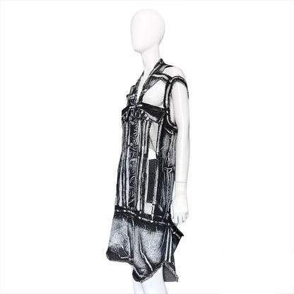 Rick owens  Fall 2021 Gethsmane SL Trucker Liner painted black denim vest 48