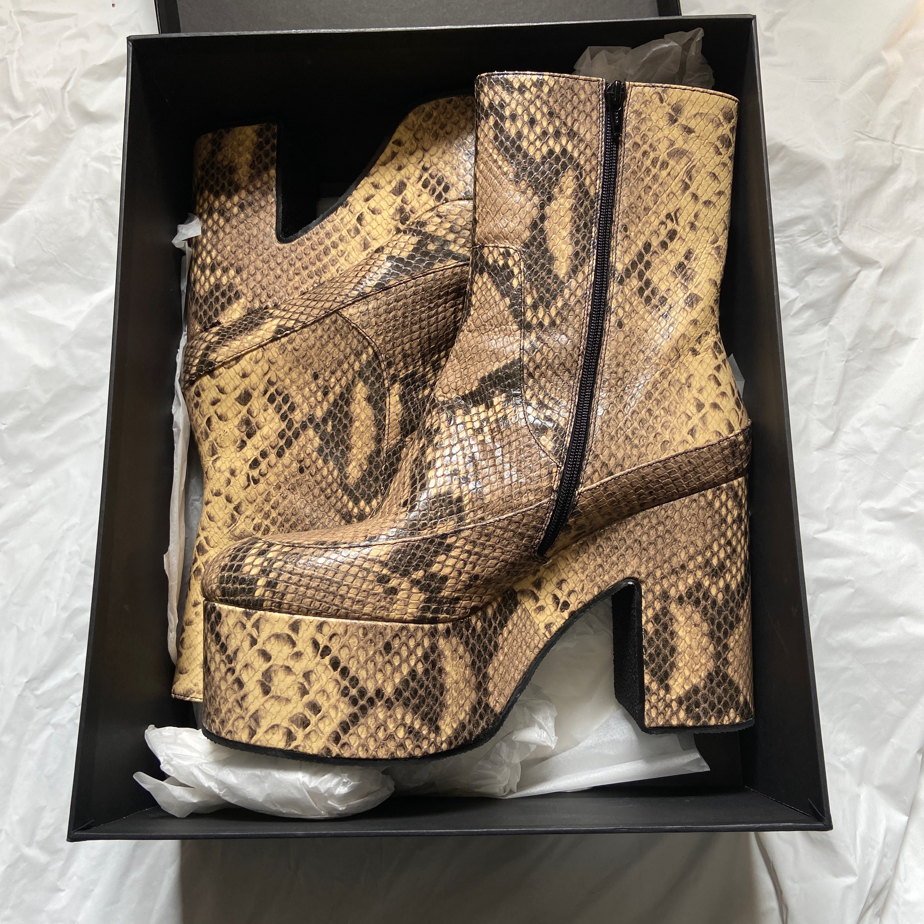 Dries Van Noten python texture calfskin platform boots  – Dusty