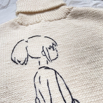 Loewe X Ghibli Studios Spirited Away Chihiro stitched heavy knit turtleneck sweater