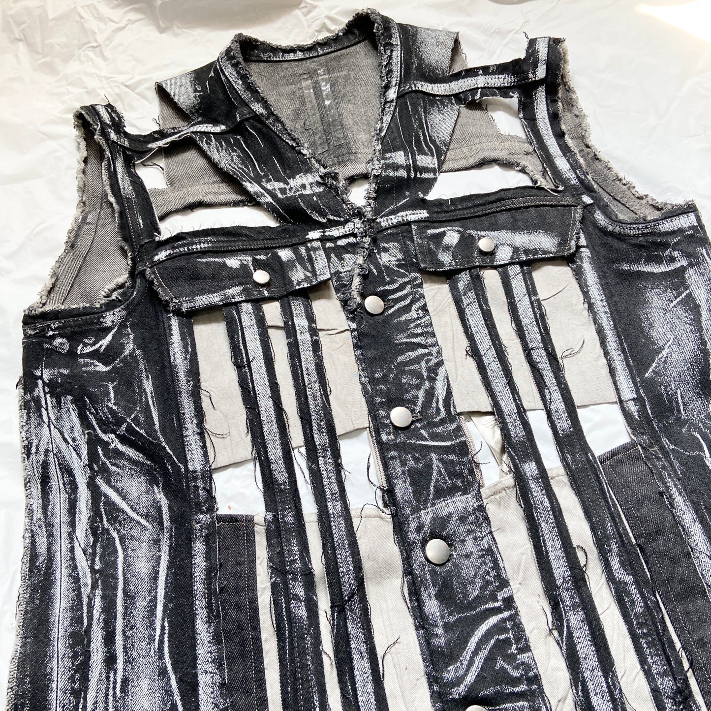 Rick owens  Fall 2021 Gethsmane SL Trucker Liner painted black denim vest 48