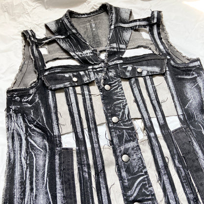 Rick owens  Fall 2021 Gethsmane SL Trucker Liner painted black denim vest 48