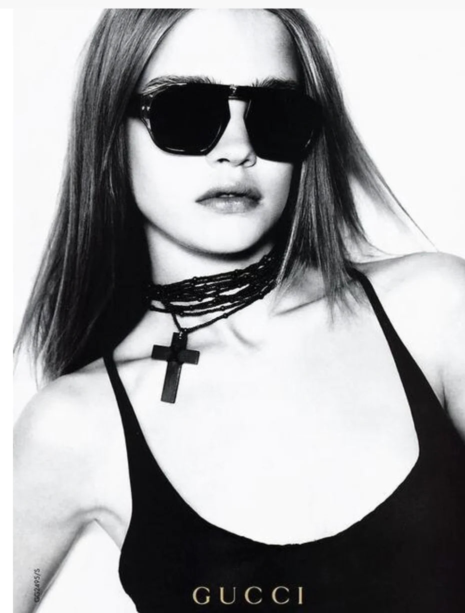 Gucci Fall 2002 Tom Ford Gothic Ebony Cross Black Beaded Choker necklace