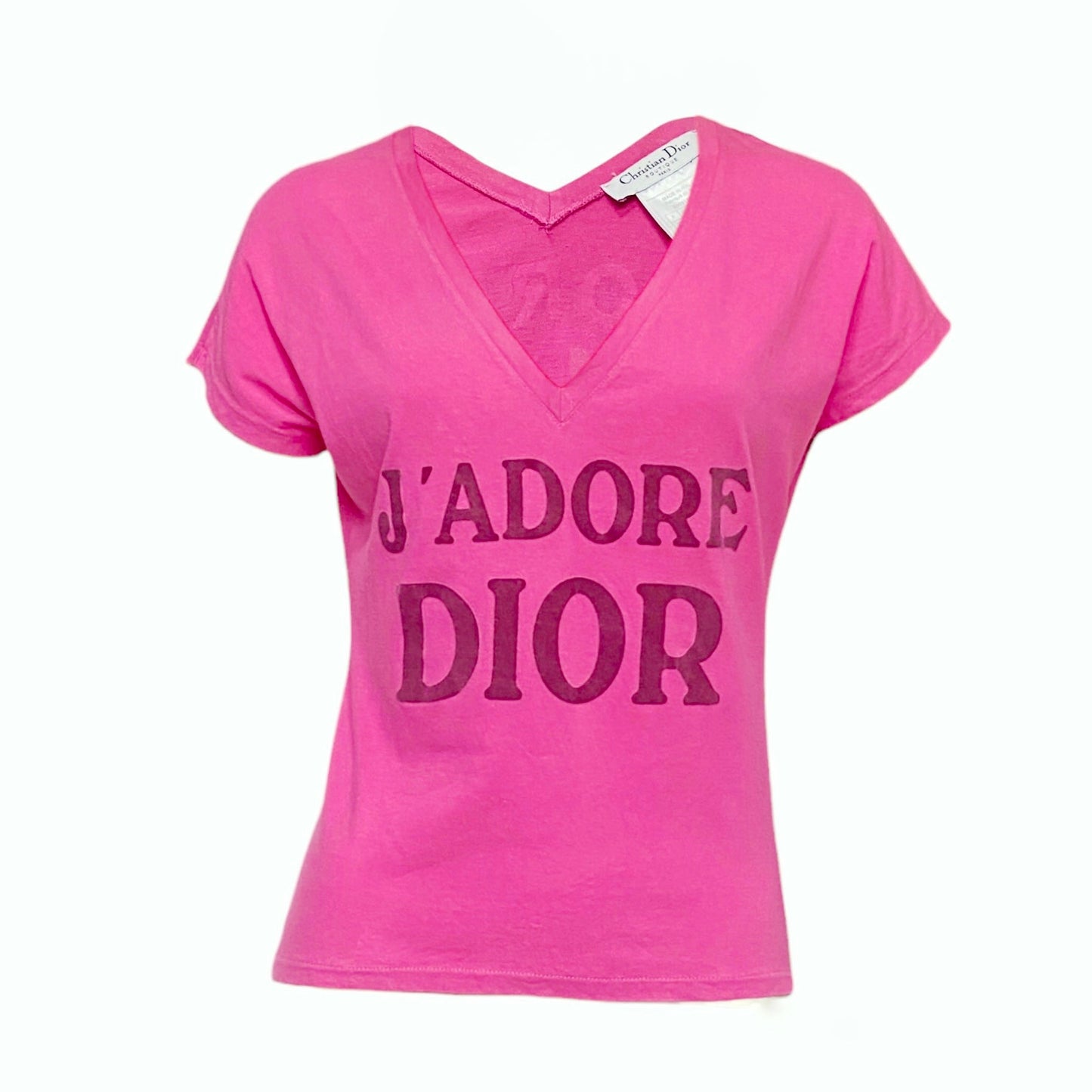 Christian Dior Fall 2003 Galliano “J’adore Dior” pink low neckline tee 42