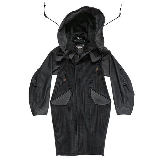 Junya Watanabe Fall 2010 pleated coat jacket with giant detachable hood